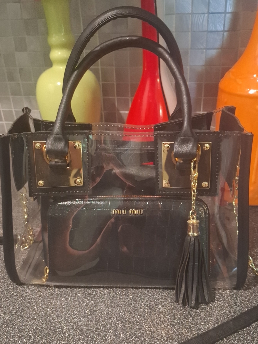 Miu Miu Wallet and Clear Tote Bag - Picture 2 of 16